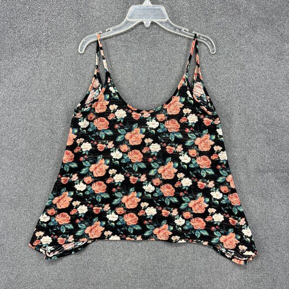 Soprano Tank Top Womens Small Black Floral Rose Y2K Sleeveless Camisole USA - Picture 1 of 14